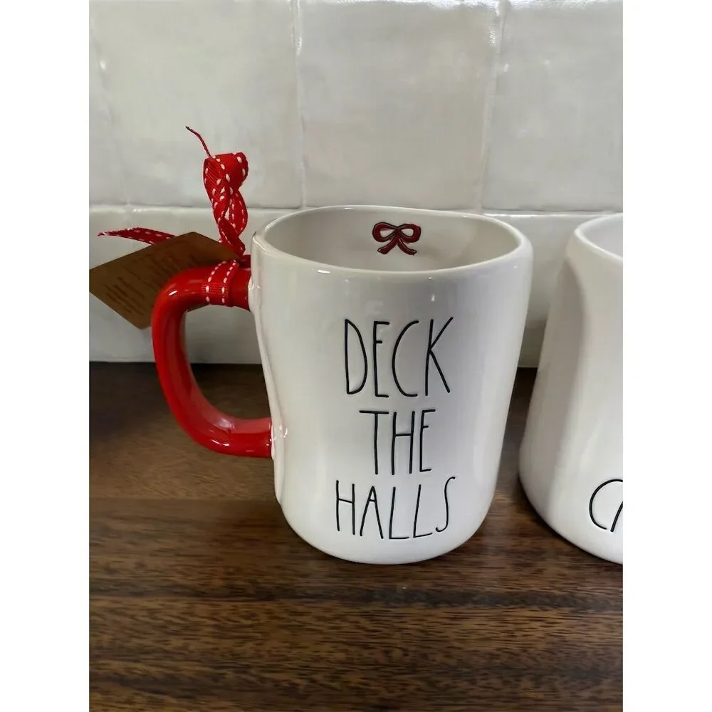 Rae Dunn Christmas Mug Set of 2 - Deck the Halls & Merry Little Xmas